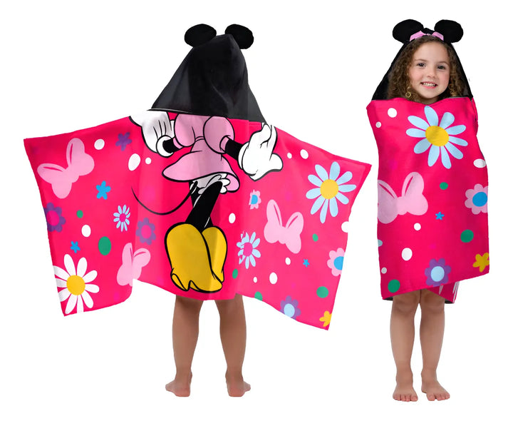 Toalla Con Capucha Disney Para Niña Minnie Mouse Rosa Chicle