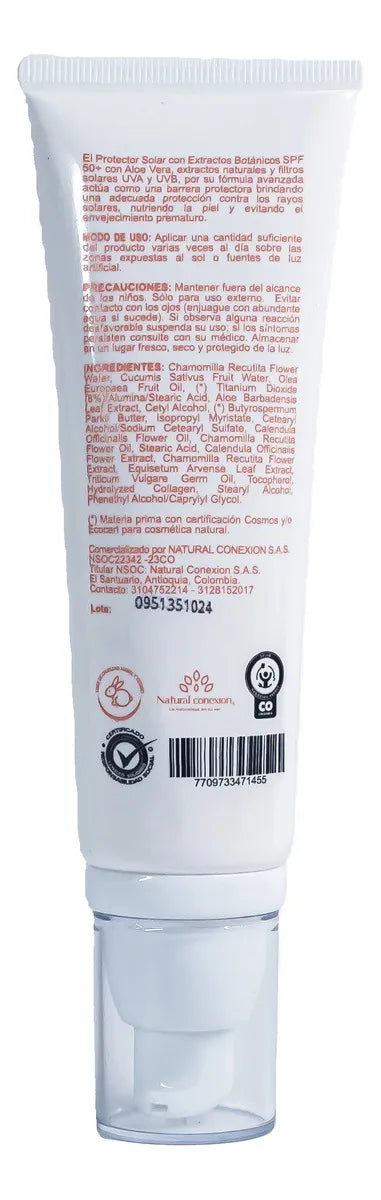 Antisolar Bloqueador Protector Solar Natural Mate Orgánico Mineral Sin Químicos Sin Olor No Comedogénico Piel Grasa Sensible Hipoalergénico Facial Para La Cara Bebés Econativa By Natural Conexion 80mL