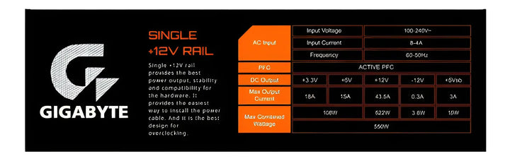 Fuente de poder para PC Gigabyte P550B 550W