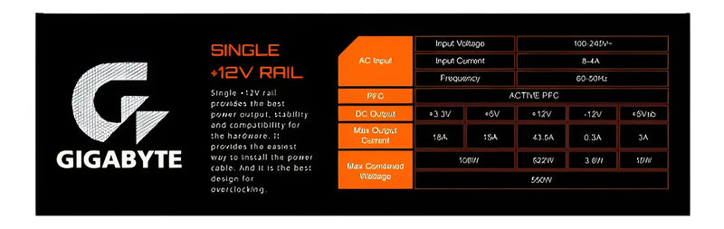 Fuente de poder para PC Gigabyte P550B 550W
