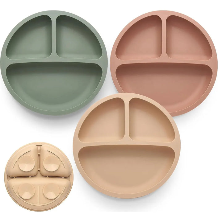 Platos Antideslizantes De Silicona Para Bebés - 3 Unidades
