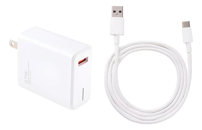 Cargador Celular Tipo C 67w Cable Carga Rápida Usb Teléfono Blanco