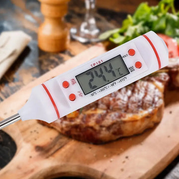 Termometro Digital Lcd Pincha Carne -50° A 300° 4 Botones Color Blanco