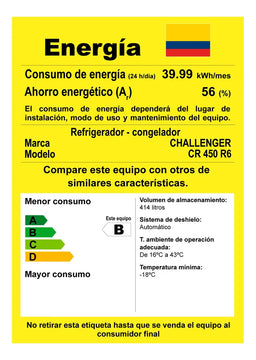 Nevera Challenger No Frost 450 - Ref Cr 450 / 415l Negra