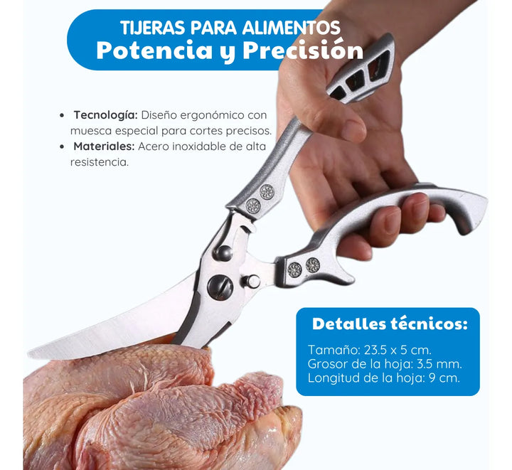 Tijeras De Acero Inoxidable Cocina Cortar Pollo Multiusos Plateado