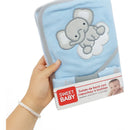 Set Salida De Baño Bebé Con Capucha + 3 Toallitas Suaves Azul Claro
