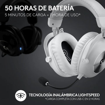 Diadema Gamer Logitech G Pro X 2 Wht, Lightspeed / Bluetooth Negro