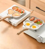 Sartén Para Huevos Fritos Forma De Corazón 3 Puestos Niños Beige