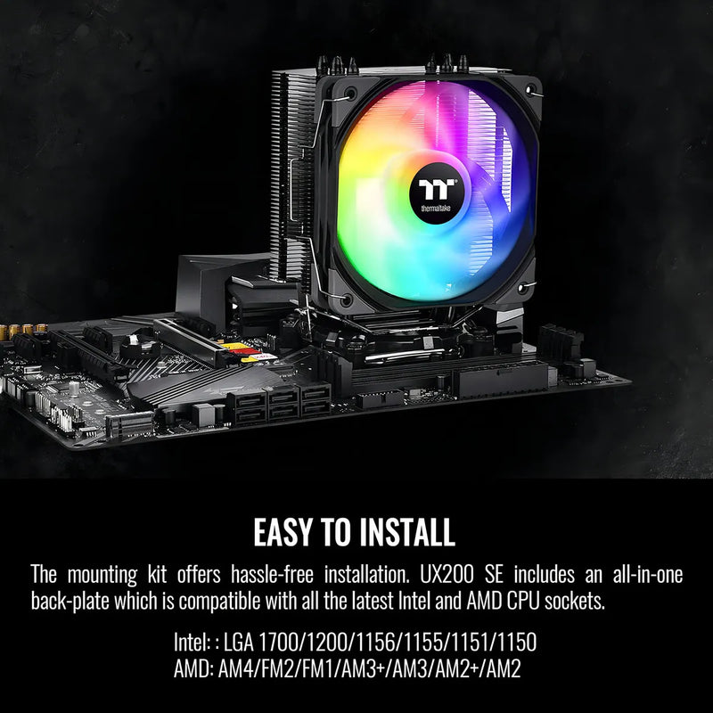 Disipador Cpu Thermaltake UX200 SE ARGB Intel LGA1700 AMD AM5 Color Negro