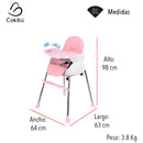 Silla Comedor Para Bebe 3 En 1 color Rosa SBEBE-1RS