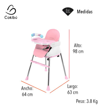 Silla Comedor Para Bebe 3 En 1 color Rosa SBEBE-1RS