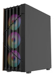 Caja Gabinete Gamer Iceberg Wood Core Argb 6 Ventiladores Negro