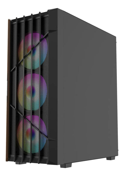 Caja Gabinete Gamer Iceberg Wood Core Argb 6 Ventiladores Negro