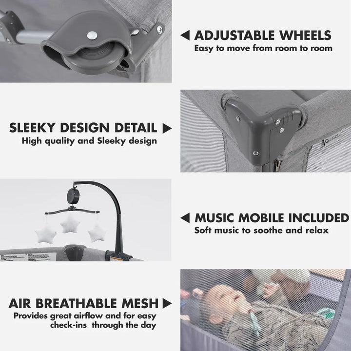 Qutanix Corralito De Bebe 2 En 1, Cuna Portatil Plegable Fac