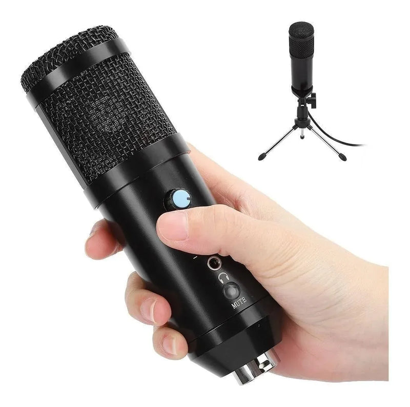Micrófono Condensador Usb Con Trípode Negro