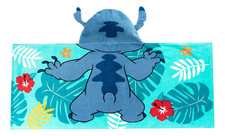 Toalla De Algodón Con Capucha Para Niños Stitch Azul Acero
