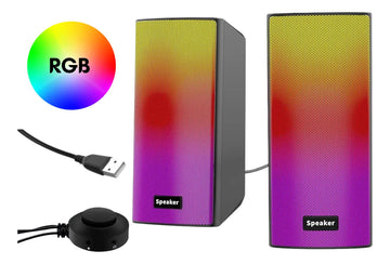 Parlantes Rgb Bluetooth Para Pc Celular Lindos Alambrico New Negro