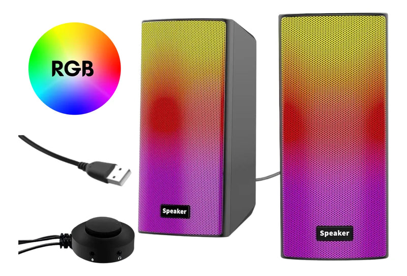 Parlantes Rgb Bluetooth Para Pc Celular Lindos Alambrico New Negro
