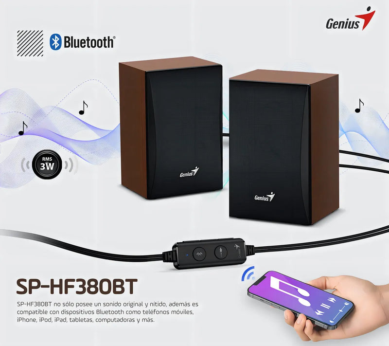 Parlantes Bluetooth Genius Sp- Hf380bt Usb Madera 3w