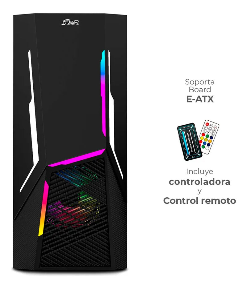 Chasis Gamer E-atx Jyr Jx124 Apolo Negro X5 Fan Argb