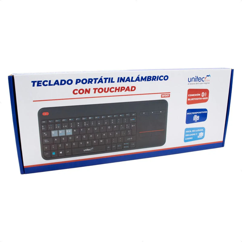 Teclado Inalámbrico Con Touchpad W001 Unitec Teclado Negro Idioma Qwerty