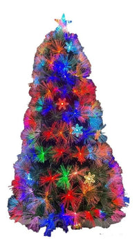 Arbol Fibra Optica 7 Colores Alta Densidad 180 Cm Verde Oscuro
