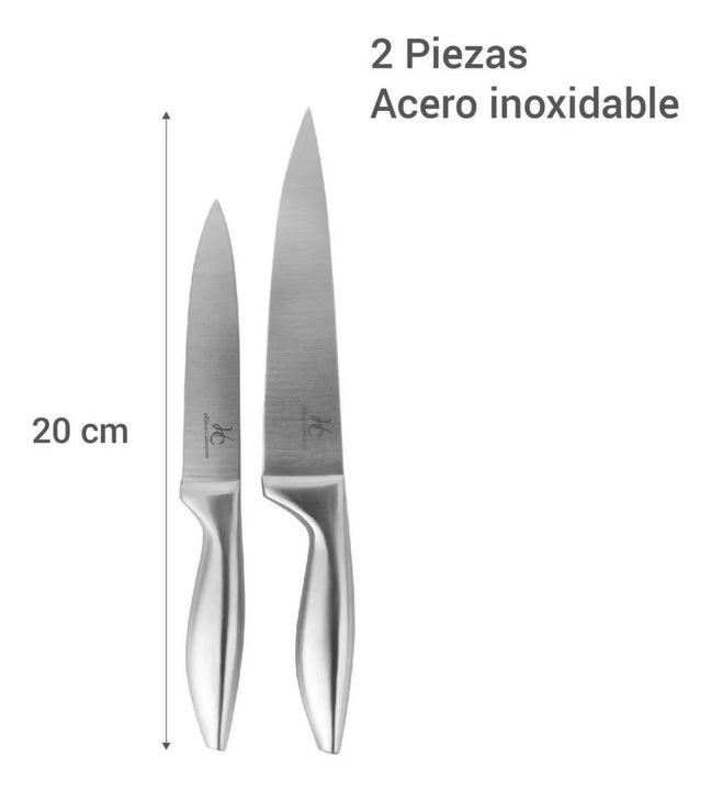 Set Cuchillos 2 Piezas Inoxidable Just Home Collection Plateado