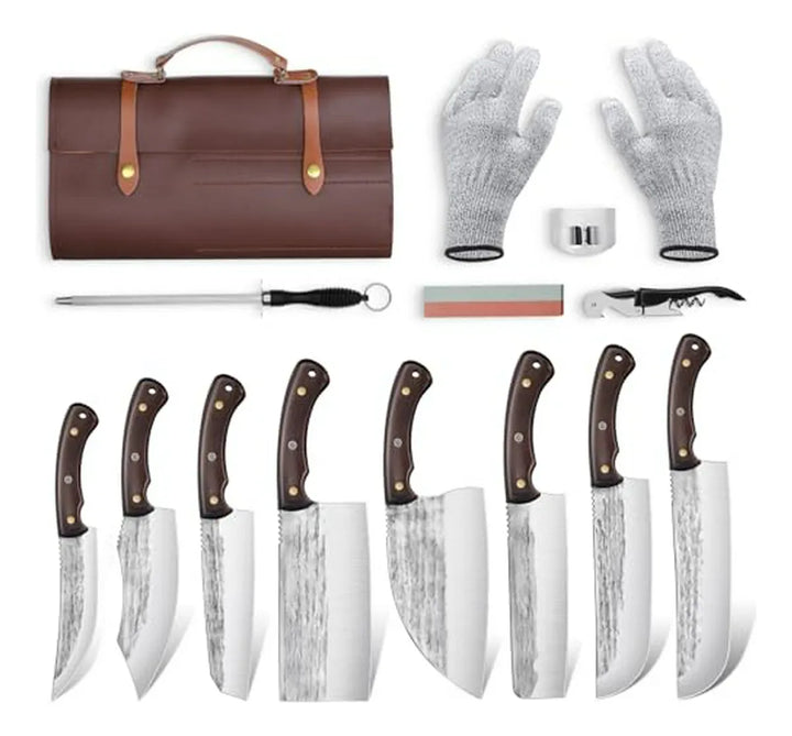 Set De Cuchillos De Carnicero Japonés De Alta Calidad Con Bo