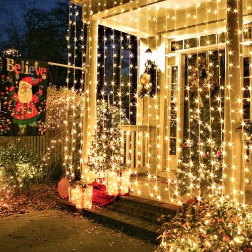 900led Luces De Cortina Navideñas Para Exteriores, 9.5x29.5f