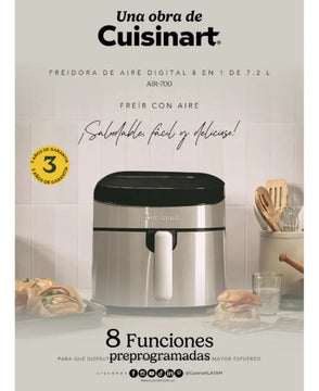 Freidor De Aire Digital 8 En 1 De 7.2l Cuisinart Air700brfp Color Gris