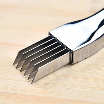 Cortador Acero Inoxidable Para Cebolla Y Verduras Manual Plateado Brillante