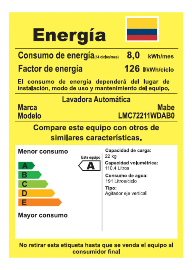 Lavasecadora automática Mabe Lavado hasta 22kg color diamond gray