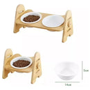 Plato Comedero Doble Graduable Antireflujo Mascotas Blanco