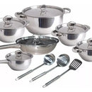 Estufa De Inducción 2p + Batería De Ollas En Acero Renahouse Plateado
