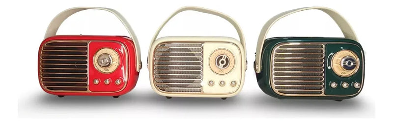 Parlante Bluetooth Radio Fm Vintage Recargable 5v Lector Usb Rojo, Verde, Beige