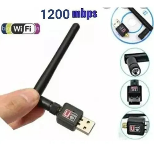 Adaptador Receptor Wifi Usb Inalambrico 1200 Mbps Con Antena