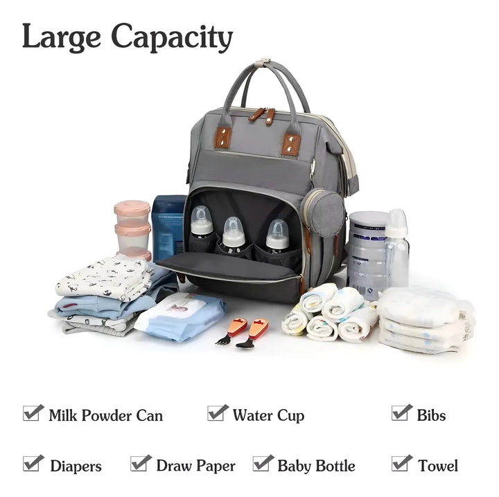Mochila 3 En 1 Pañalera Cuna Y Mudador Portátil Para Bebés
