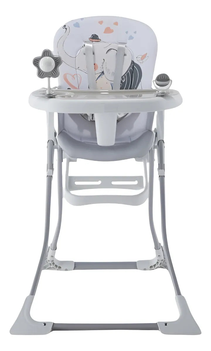 Silla Comedor Bebé Portátil 2 En 1 Con Juguetes Color Gris Elefante