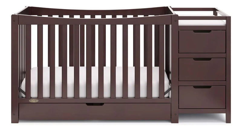 Cuna Y Cambiador Convertible 4 En 1 Color Espresso