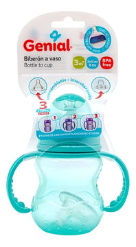 Tetero Transicional De Doble Chupo Biberon 8 Onz Vaso Bebe Azul Marino Biberon A Vaso