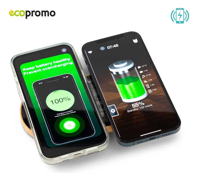Cargador Inalambrico Coil Eco En Bambú Teléfonos Móviles