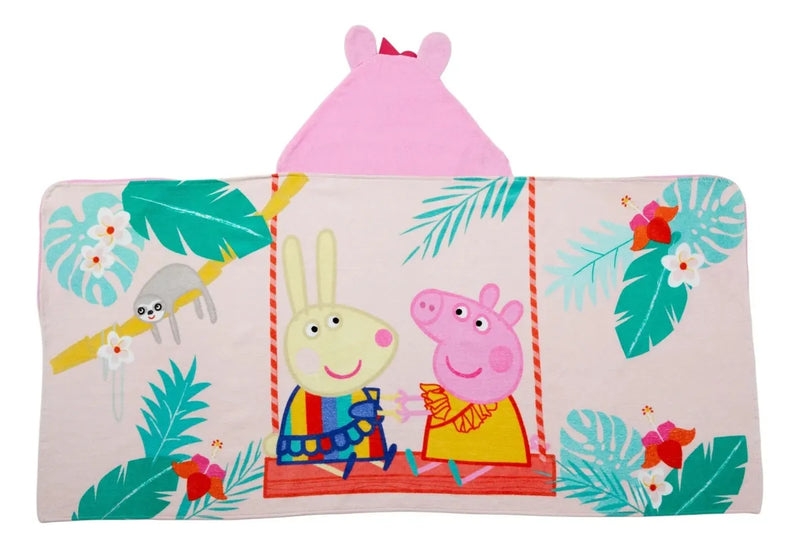 Toalla Con Capucha Pepa Pig Niños Baño Playa Piscina Rosa