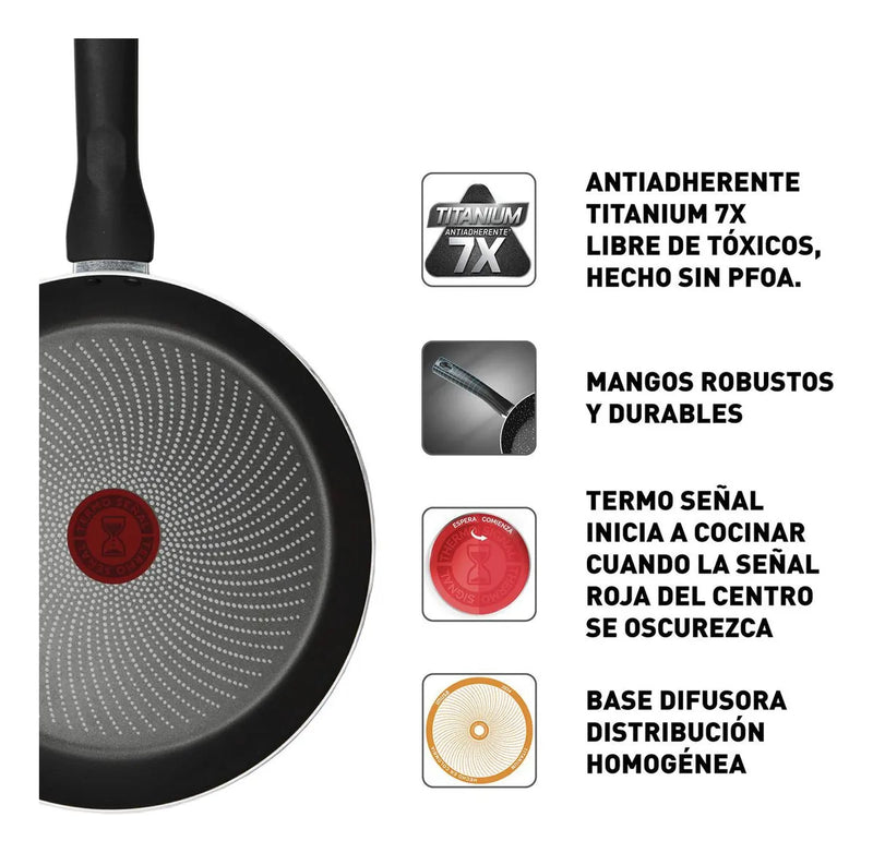 Sartén Alto 24 Cm Tapa De Vidrio Hard Titanium Imusa
