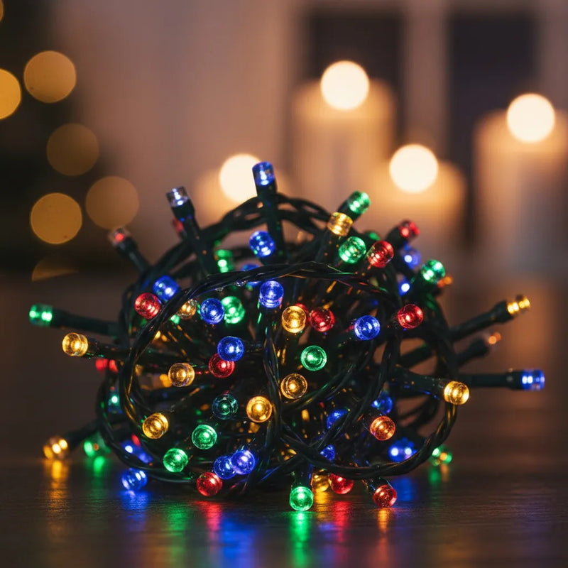 Extension Navideña Multicolor Recarga Solarmente 100 Led