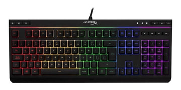 Teclado gamer HyperX Alloy QWERTY Membrana español latinoamérica color negro con luz RGB