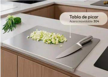 Tabla Gurmex Grande Rectangular Acero Inox 48x38 Cm Gris