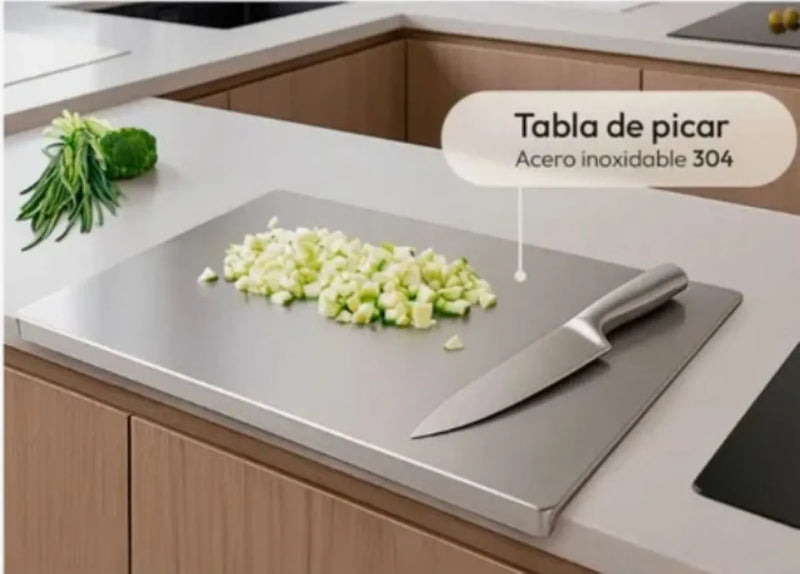Tabla Gurmex Grande Rectangular Acero Inox 48x38 Cm Gris
