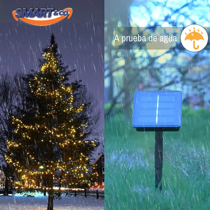 Luces Navideñas Luz Led Solar 50m Control Navidad Guirnalda Multicolor