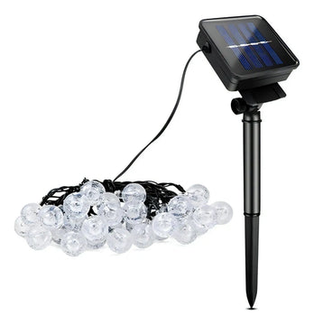 Solar Flasher 50 Bolas Luz Led Solar Navideña Blanca Cálida Dorado