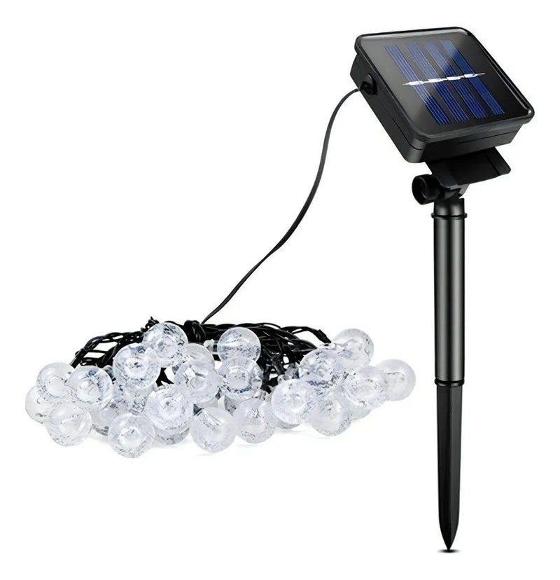 Solar Flasher 50 Bolas Luz Led Solar Navideña Blanca Cálida Dorado
